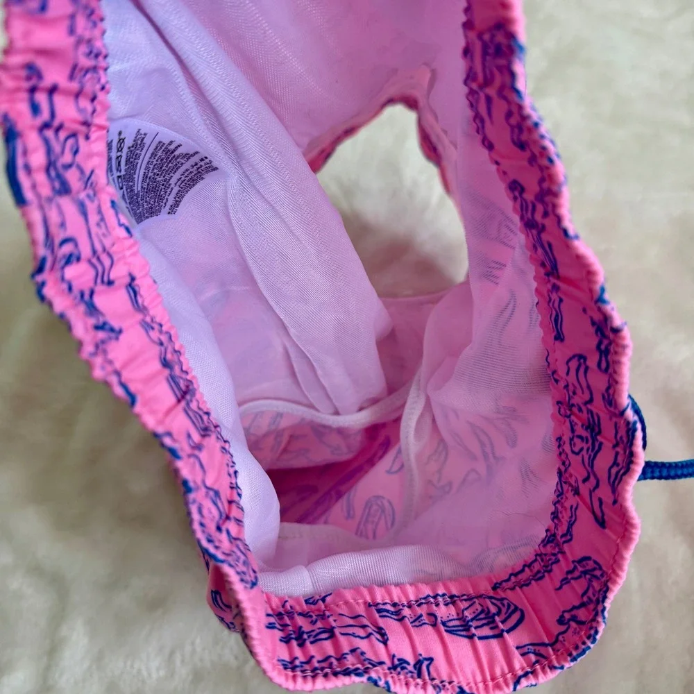 Old Navy Sz 4T Pink Alligator Print Swim Trunks Boys Toddler Drawstring Waist